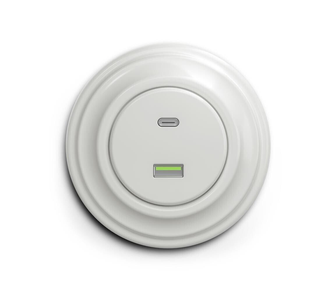 Reblig - Retro USB zásuvka A+C s rámečkem keramická bílá RG0007+RG0067
