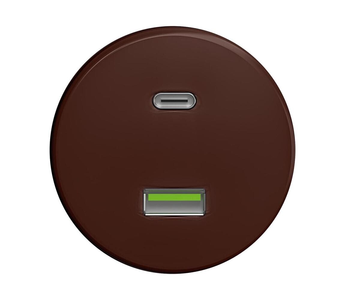 Reblig - Retro USB zásuvka A+C bez rámečku hnědá H/USB