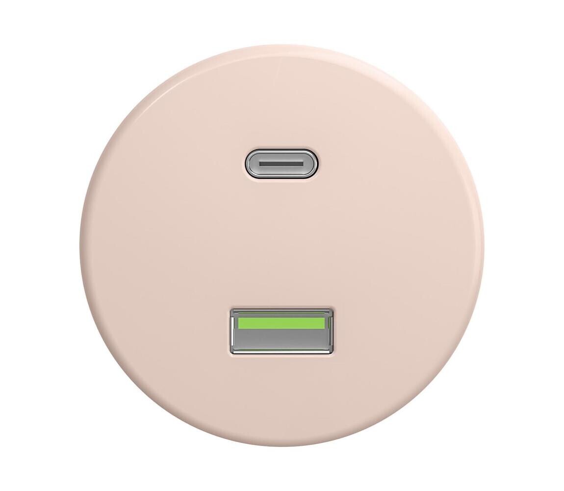 Reblig - Retro USB zásuvka A+C bez rámečku starorůžová R/USB