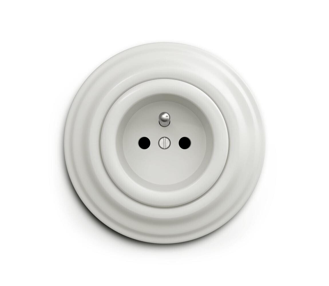 Reblig - Retro zásuvka domovní s rámečkem 230V keramická bílá RG0007+RG0006
