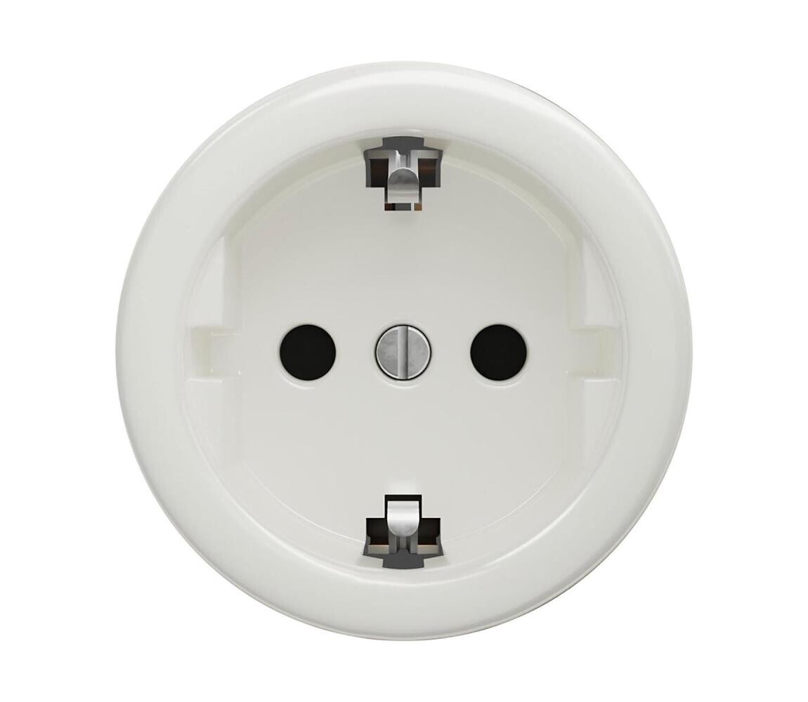 Reblig - Retro zásuvka domovní bez rámečku SCHUKO 230V/16A keramická bílá K/ZS