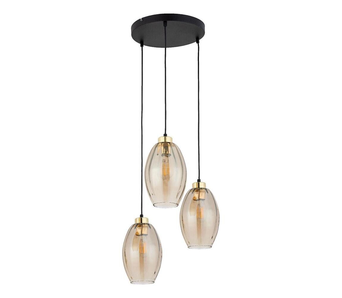 Lustr na lanku SEBO 3xE27/15W/230V černá/kouřová béžová 4634