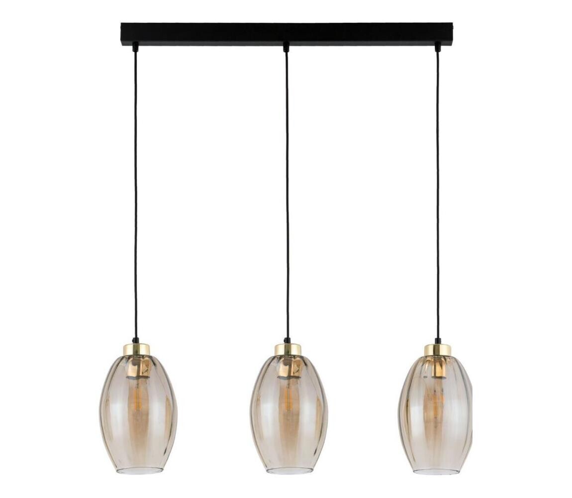 Lustr na lanku SEBO 3xE27/15W/230V černá/kouřová béžová 4635
