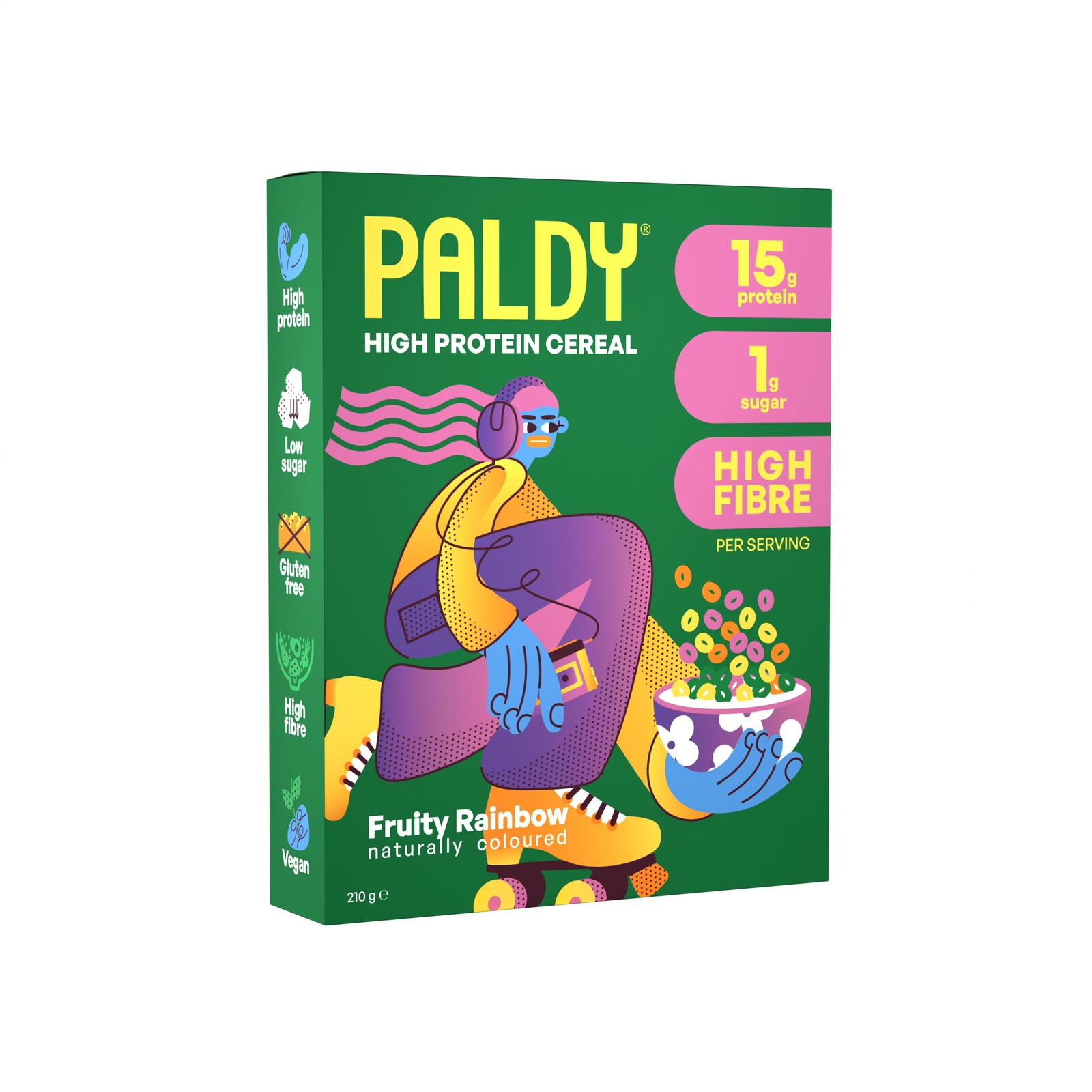 Paldy High Protein Cereals, Fruity Rainbow, 210 g
