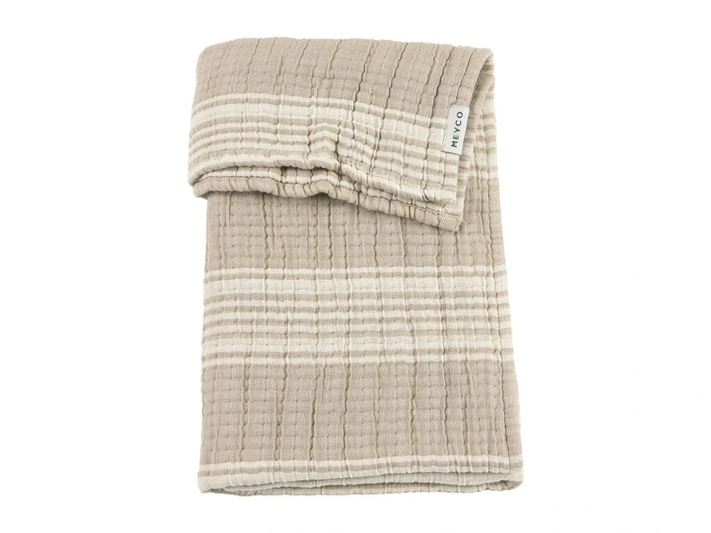 Meyco Deka z předepraného mušelínu a žakáru 100x150 - Stripe Sand