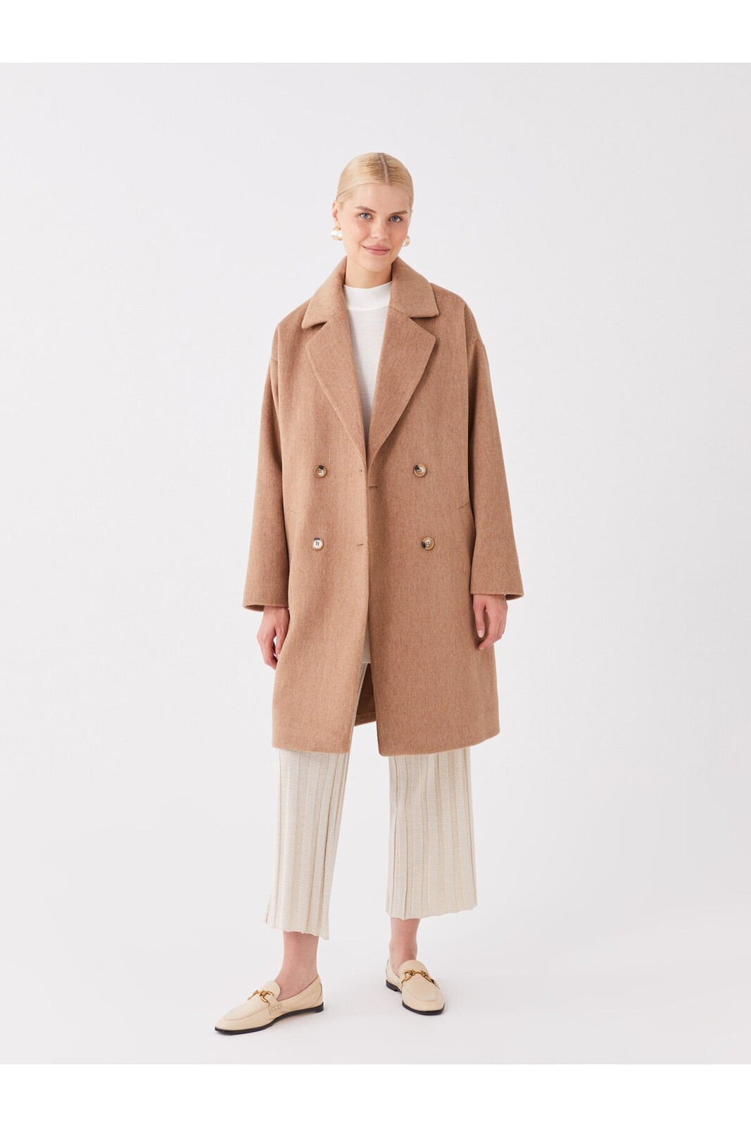 LC Waikiki Jacket Collar Straight Dlouhý rukáv Oversized Stamped Coat