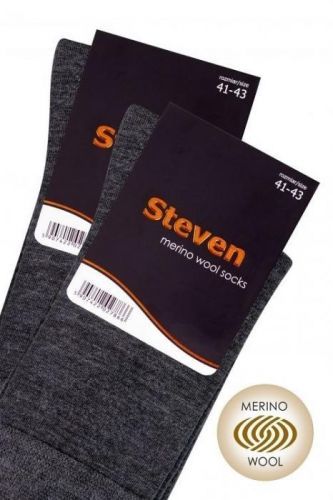 Pánské ponožky Steven Wool art.130 - 44-46 - černá