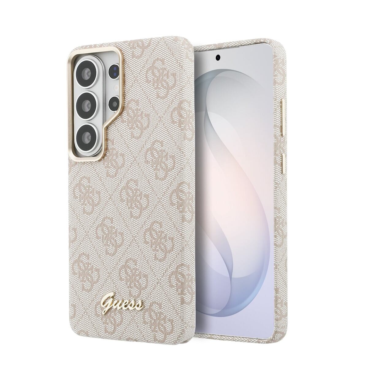 Guess PU 4G Script Metal Logo Magnetic Zadní Kryt pro Samsung Galaxy S26 Ultra Pink GUHMS26L5P4FWMSP