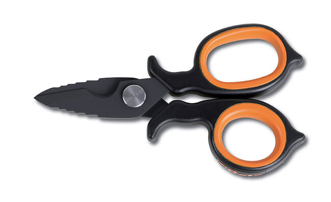 Beta tools Dvojčinné elektrikářské nůžky, s ozubeným profilem v DLC-povrstvené nerezové oceli