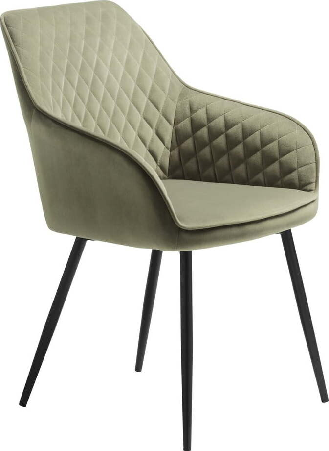 Khaki čalouněné jídelní křeslo s područkami Milton – Unique Furniture