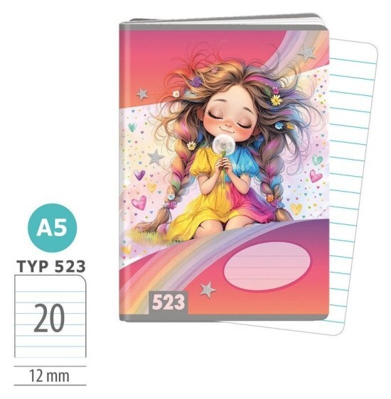 Argus Školní sešit 523 - Rainbow Ella - A5, linkovaný, 20 listů - 1593-0426