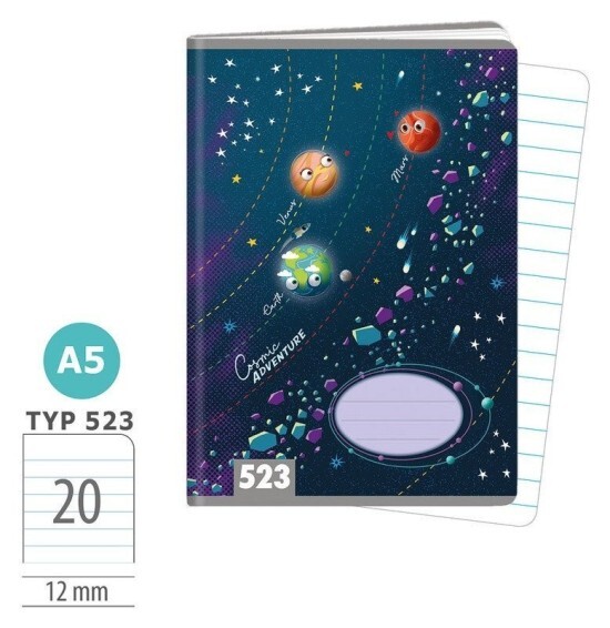 Argus Školní sešit 523 - Vesmír - A5, linkovaný, 20 listů - 1593-0428
