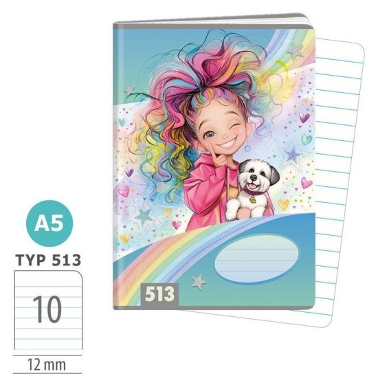 Argus Školní sešit 513 - Rainbow Ella - A5, linkovaný, 10 listů - 1594-0426