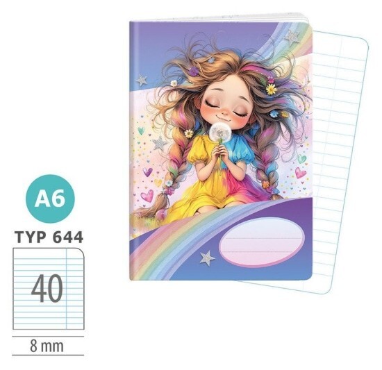Argus Školní sešit 644 - Rainbow Ella - A6, linkovaný, 40 listů 1598-0426-2