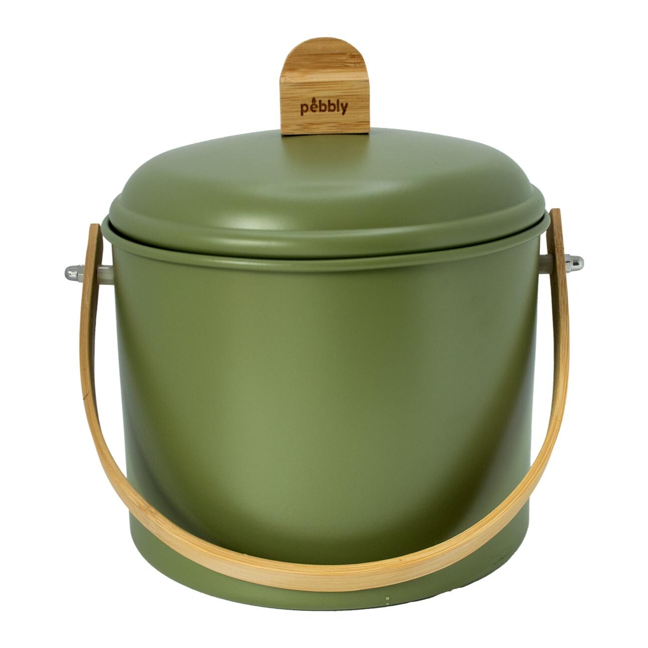 Pebbly Kompostér NBA313 3,5 l, olivová, ocel / bambus, Pebby