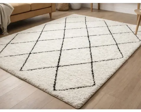 Koberec Ideal Shaggy 80x150 cm, diamant krémový/černý