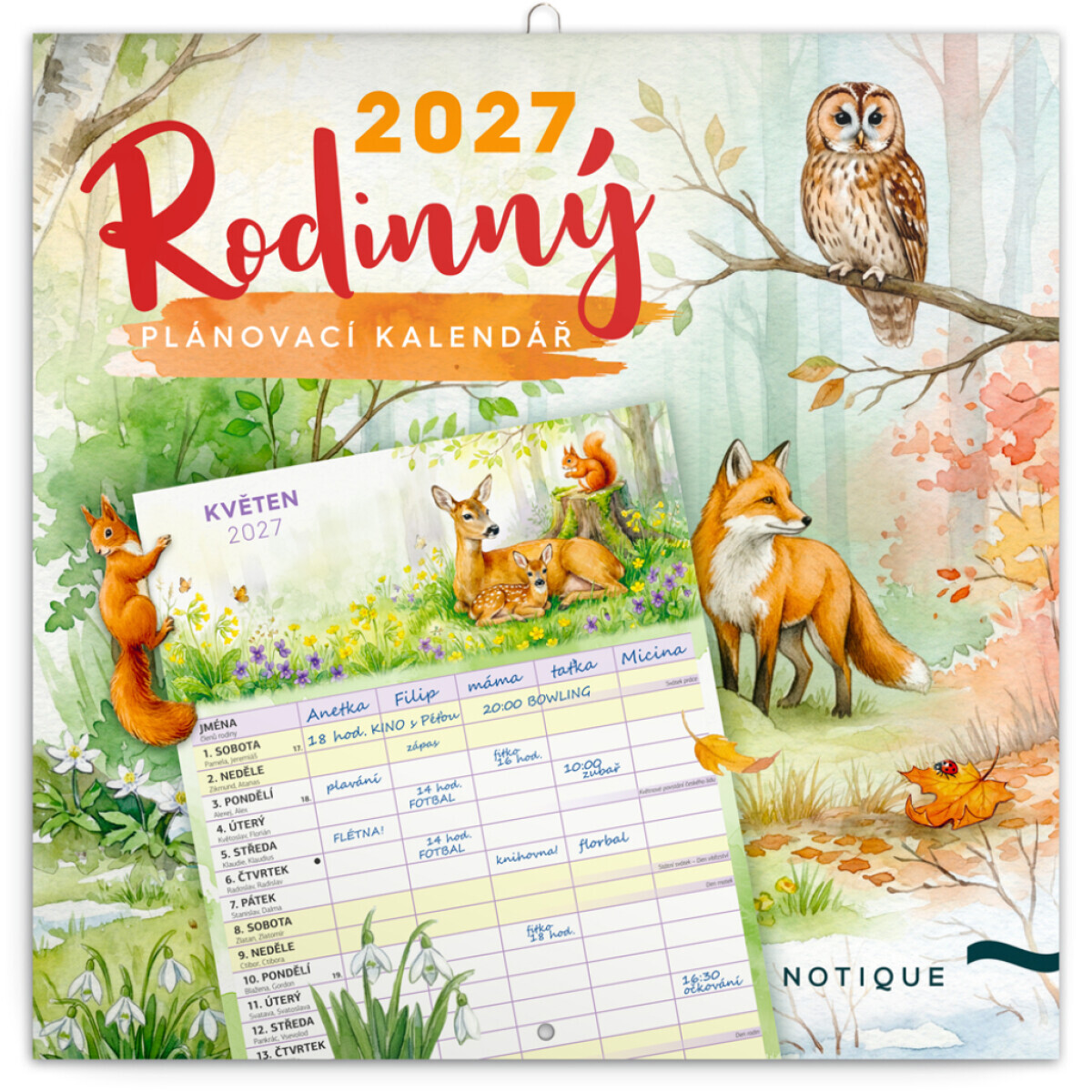 Rodinný plánovací kalendář Zvířátka 2027