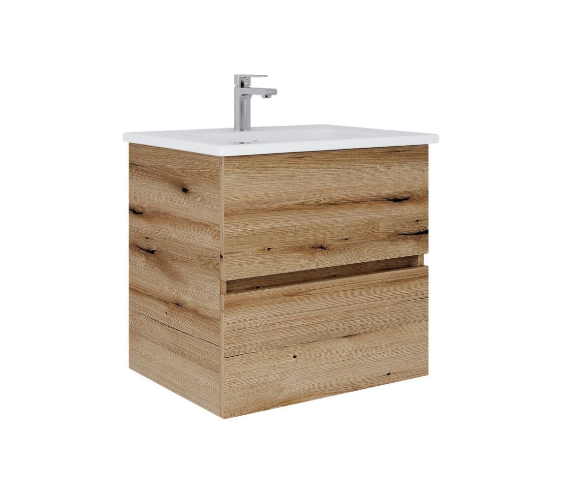 Dřevojas - Koupelnová skříňka s umyvadlem BANO 60x47 cm dub/bílá 8590828025061