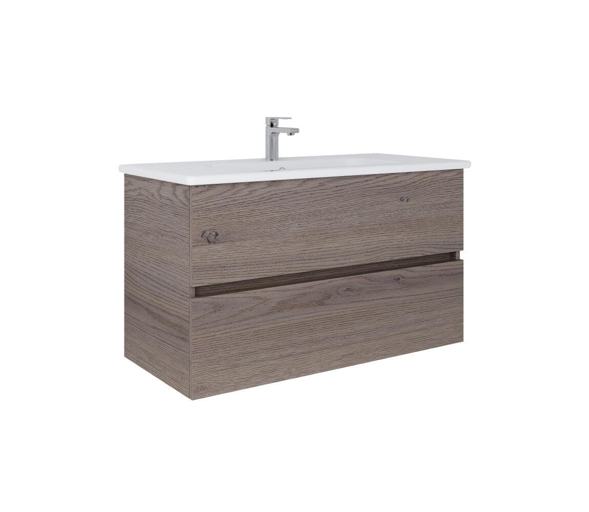 Dřevojas - Koupelnová skříňka s umyvadlem BANO 100x47 cm tmavý dub/bílá 8590828025139