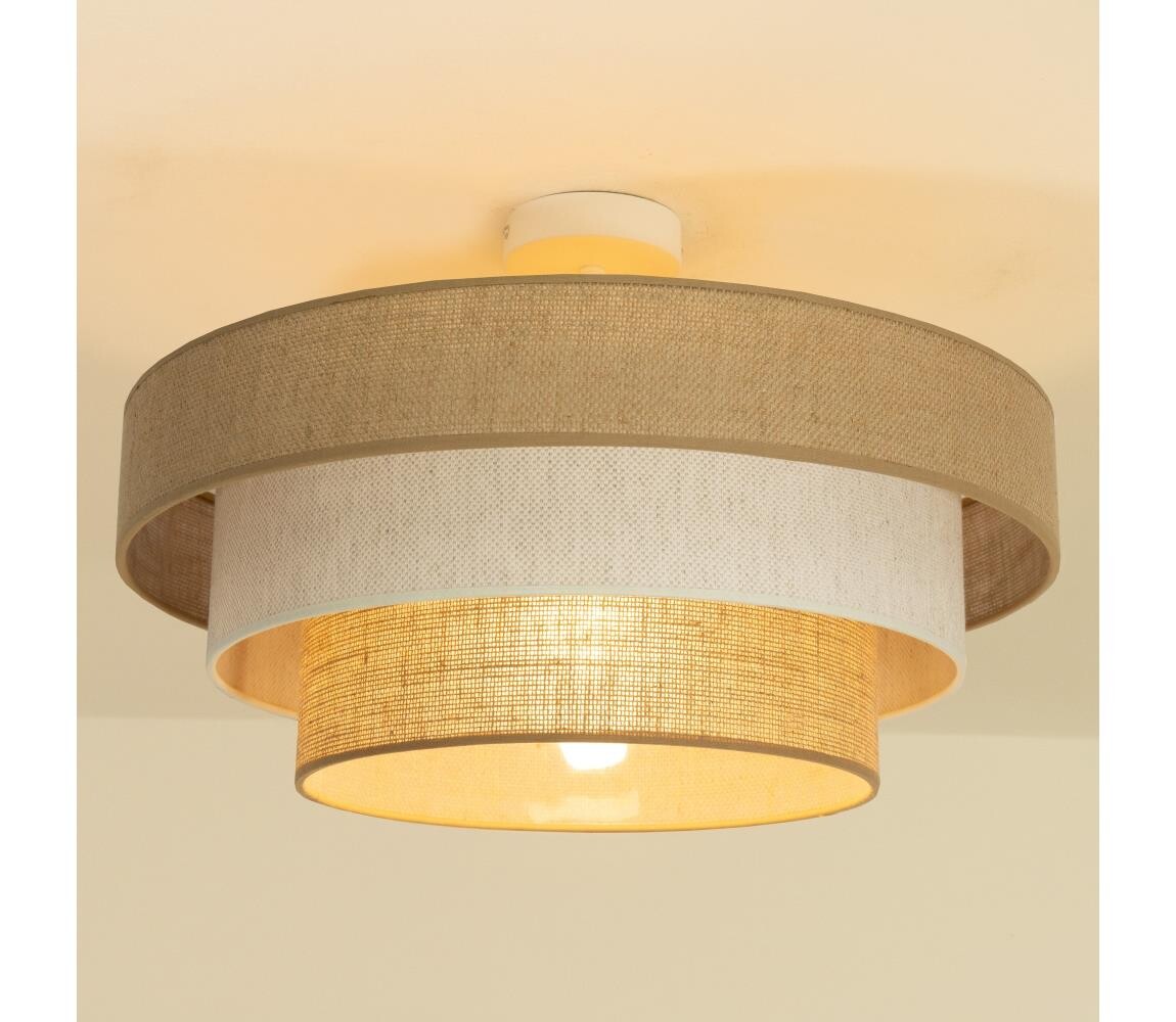 Přisazený lustr WENTA 1xE27/60W/230V pr. 50 cm juta/krémová H0051