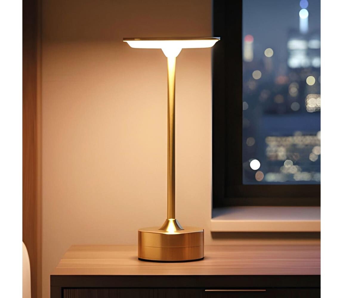 LED Stmívatelná nabíjecí stolní lampa NEW YORK LED/1,8W/5V 1200 mAh zlatá 12502A