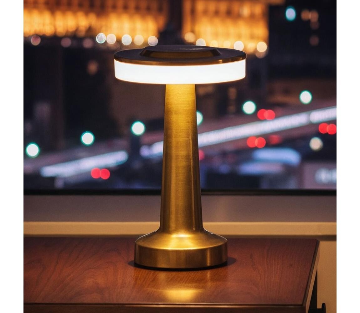 LED Stmívatelná nabíjecí stolní lampa LONDON LED/2W/5V 400 mAh zlatá 12500A