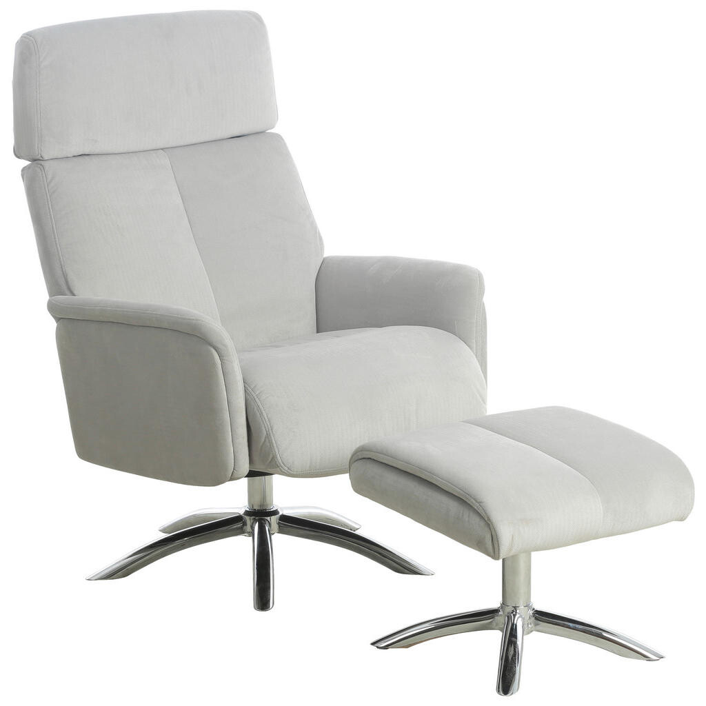 P & B RELAXAČNÍ KŘESLO S TABURETEM, textil, šedá