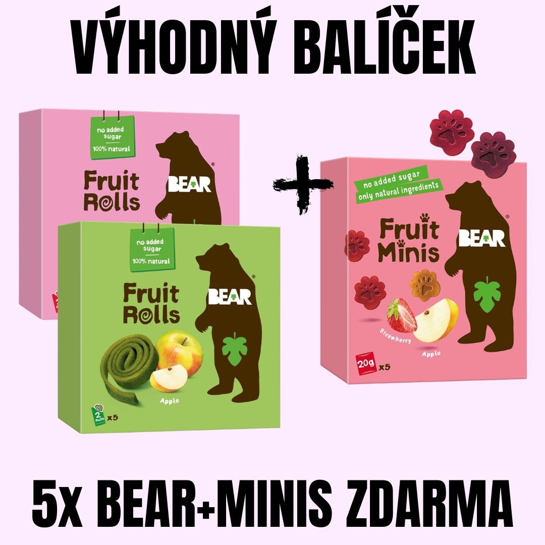 YOYO Bear 5 ks + BEAR Minis jahoda a jablko ZDARMA