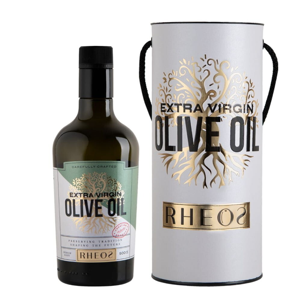 Extra panenský olivový olej RHEOS PREMIUM BLEND 500 ml v dárkovém tubusu