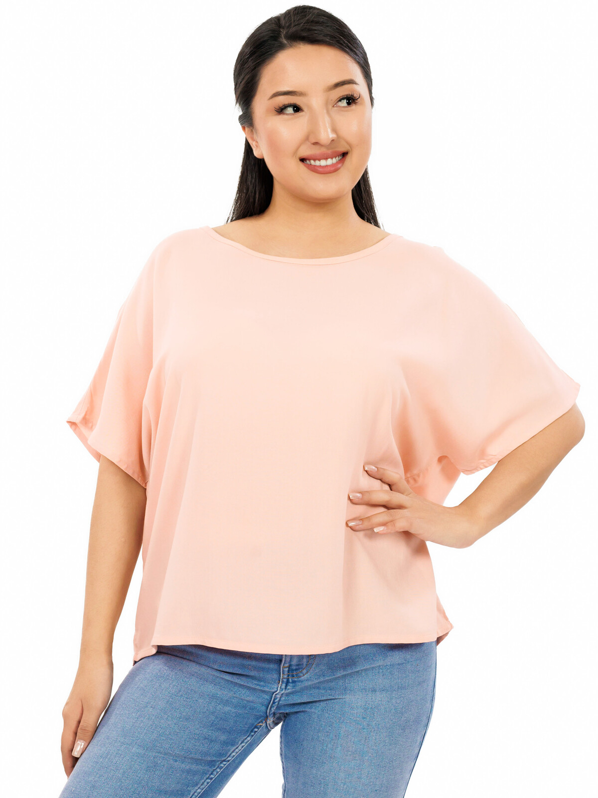Himalife Oversize top Plain Sara - broskvová Velikost: S/M