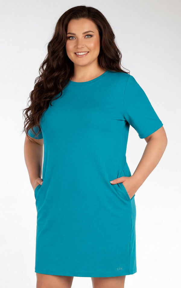 Dámské šaty pro plnoštíhlé plus size 5g200 petrolejová litex xl