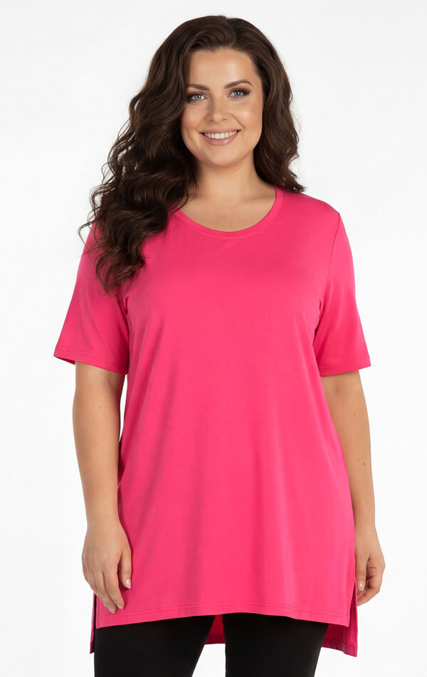 Dámská tunika pro plnoštíhlé plus size 5g189 jahodová litex xl