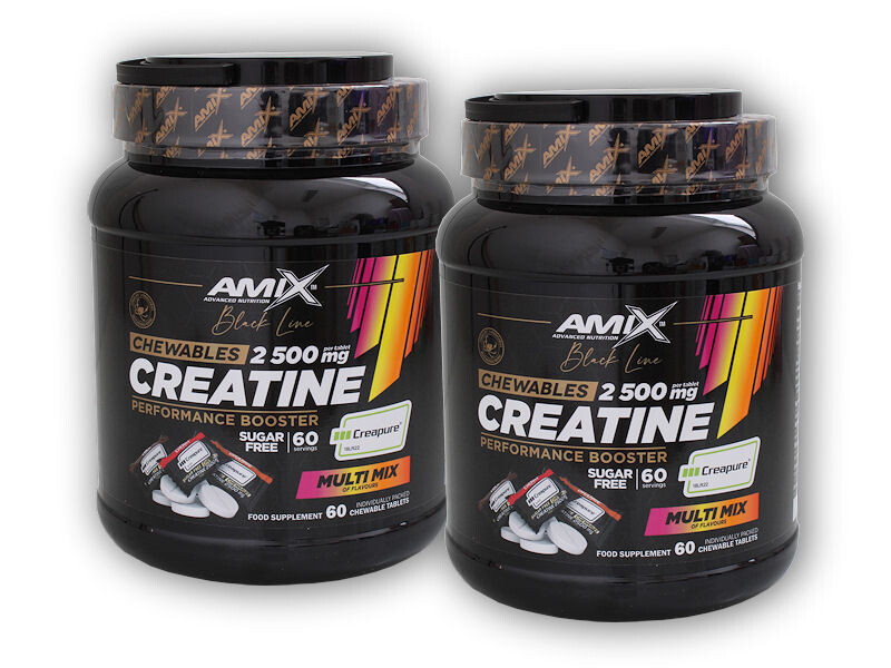 Amix Black Line 2x Black Line Creatine Creapure 2500mg 60 Chewable Tabs Zero Sugar Multi