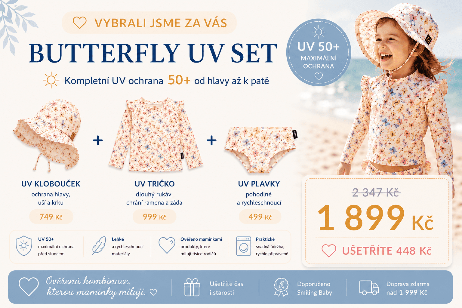 Mikk-Line Butterfly UV Set 50+ Velikost: 74/80
