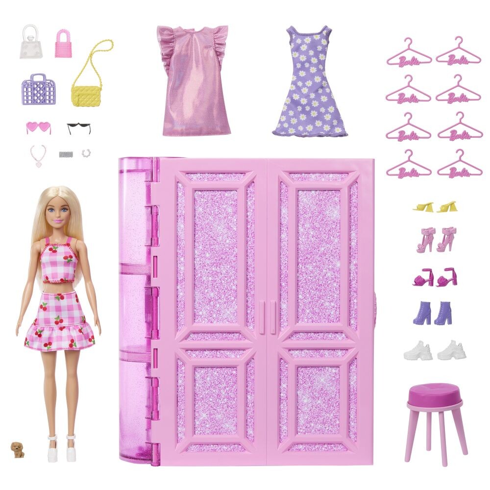 Mattel Barbie Šatník snů v pastelových barvách s panenkou oblečky a doplňky HXD58
