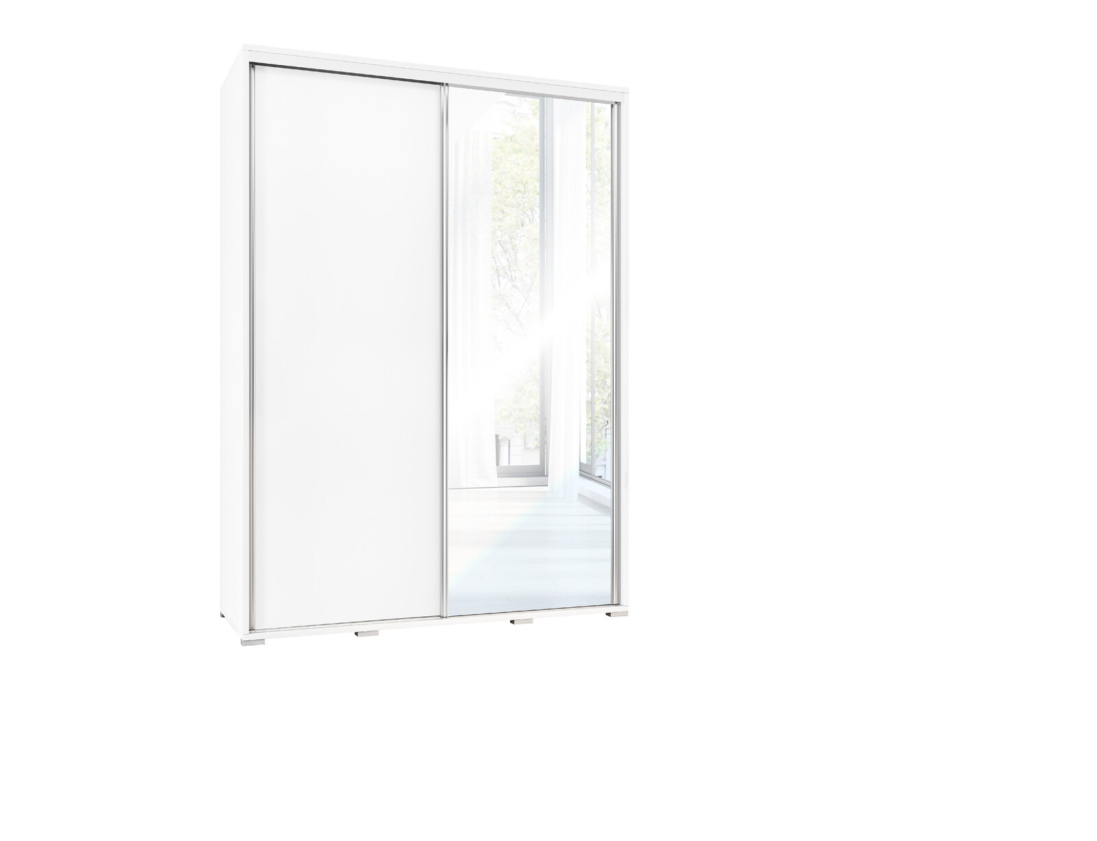 Šatní skříň Penelopa - šířka 155 cm - bílá barva + zrcadlo