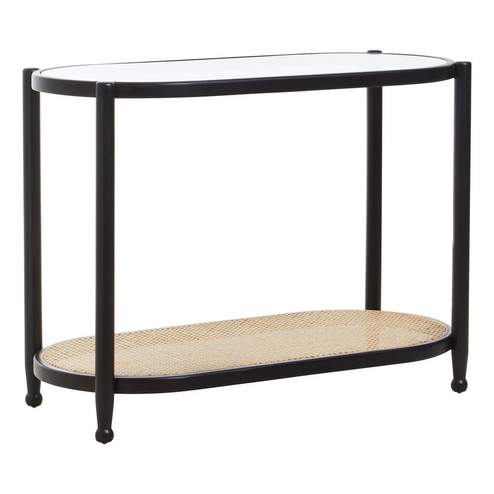 Černý/v přírodní barvě konzolový stolek se skleněnou deskou 49x100 cm Cebu – Premier Housewares
