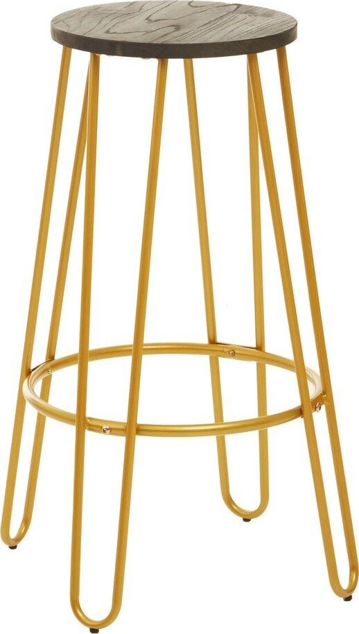 Barová stolička z jilmového dřeva ve zlaté barvě/v přírodní barvě (výška sedáku 75 cm) District – Premier Housewares