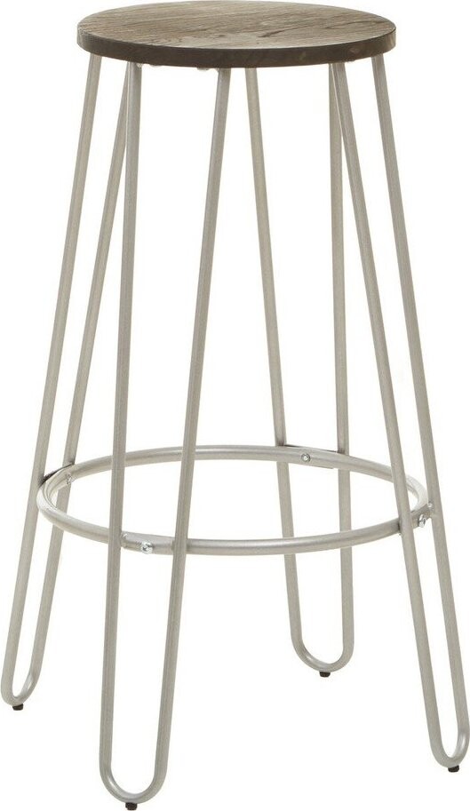 Barová stolička z jilmového dřeva ve stříbrné barvě/v přírodní barvě (výška sedáku 75 cm) District – Premier Housewares