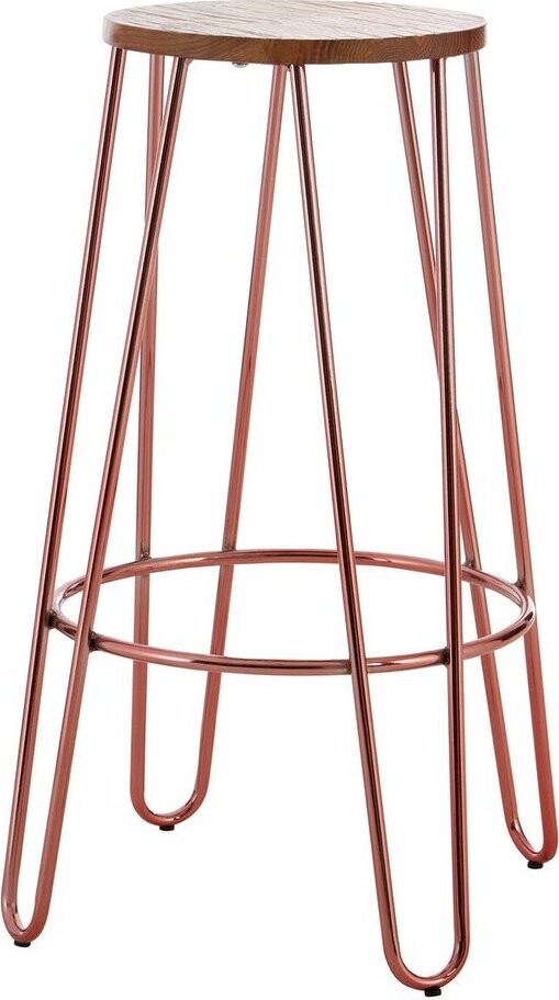 Barová stolička z jilmového dřeva v přírodní barvě/v růžovo zlaté barvě (výška sedáku 75 cm) District – Premier Housewares