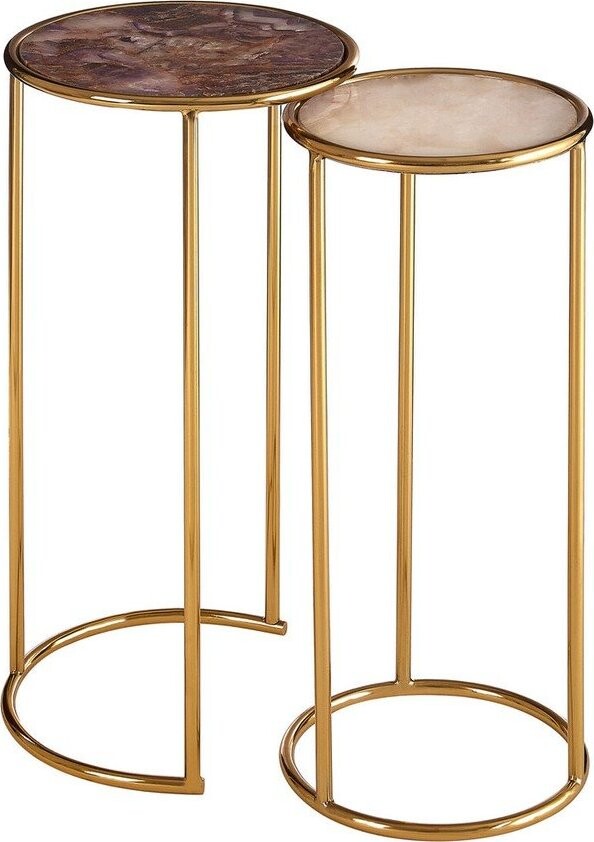 Kulaté odkládací stolky v sadě 2 ks s deskou z kamene ø 31 cm Vita – Premier Housewares
