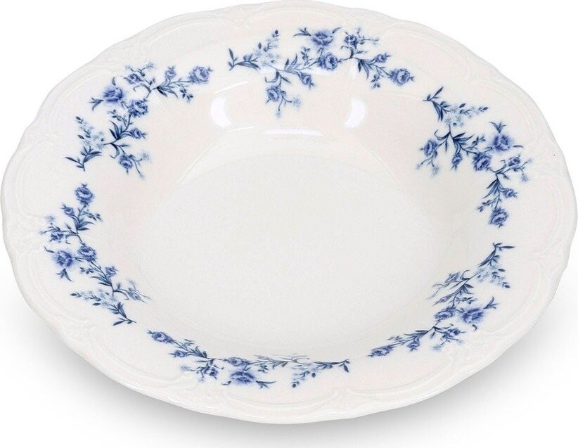 Bílý/modrý hluboký porcelánový talíř ø 23,5 cm Retro – BonBistro