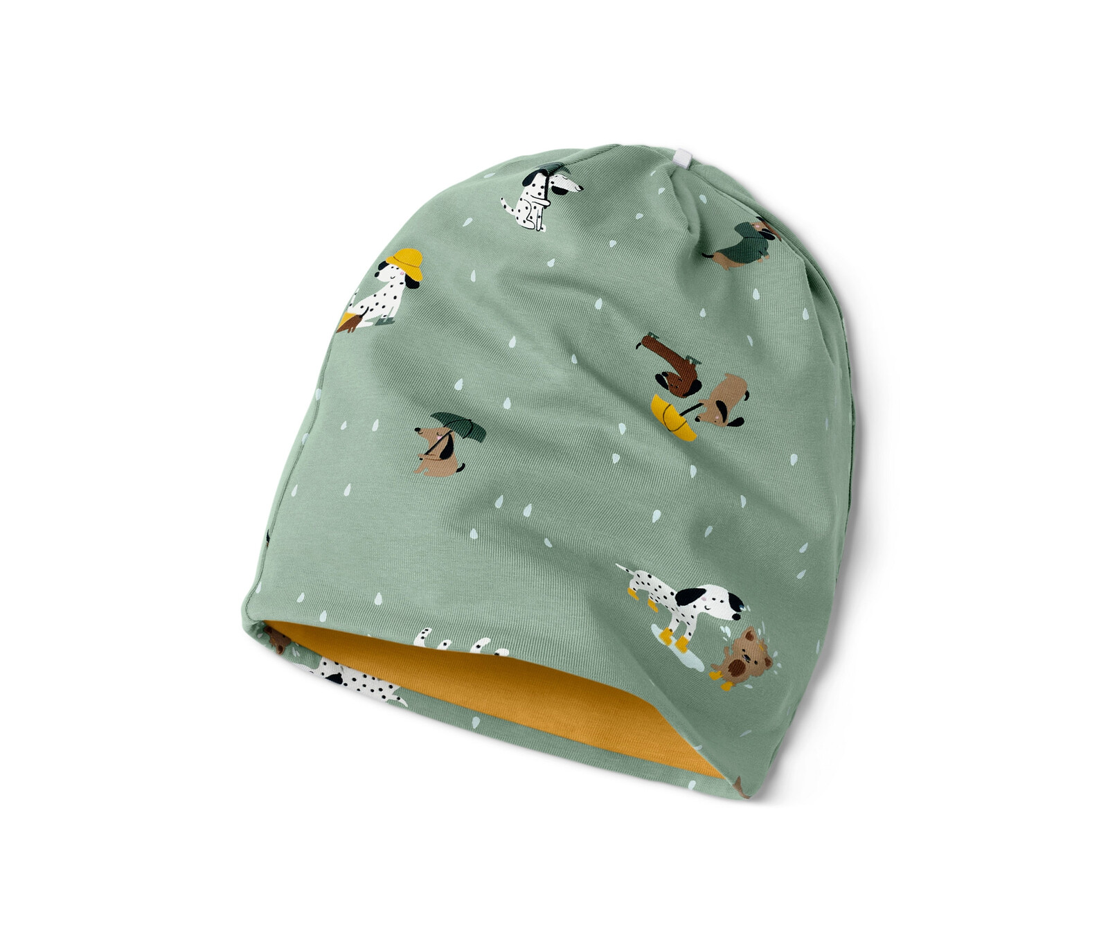 Tchibo - Dětská oboustranná čepice - pro dívky - vel. 49-52 cm - barva: zelená/s potiskem