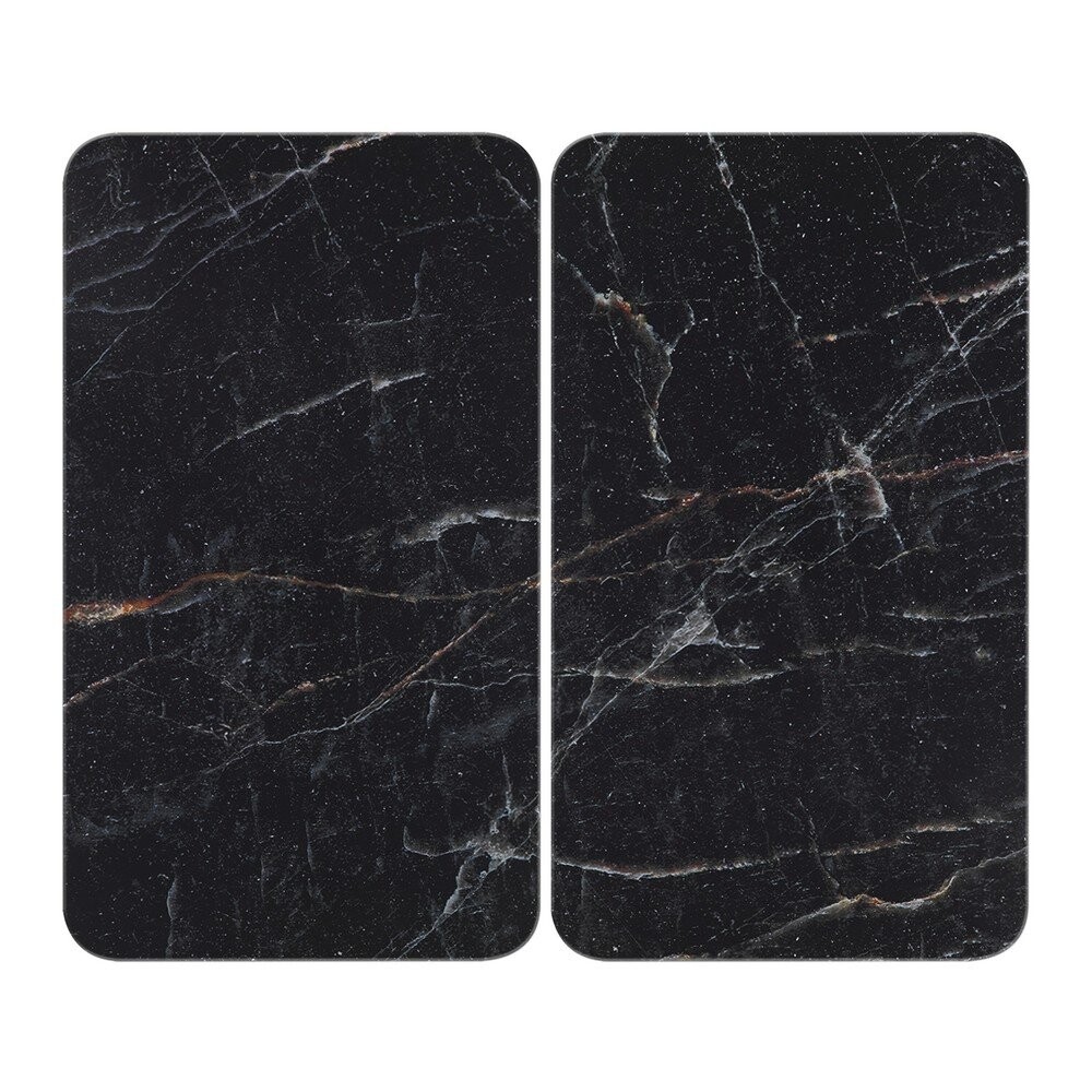Kryty na sporák v sadě 2 ks z tvrzeného skla 52x30 cm Black Marble – Wenko
