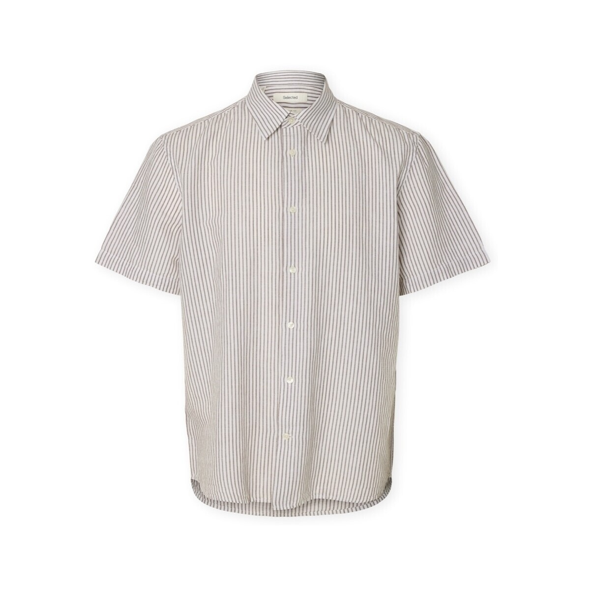 Selected  Noos Regclay Linen Shirt - Bright White/Chocolate  Bílá