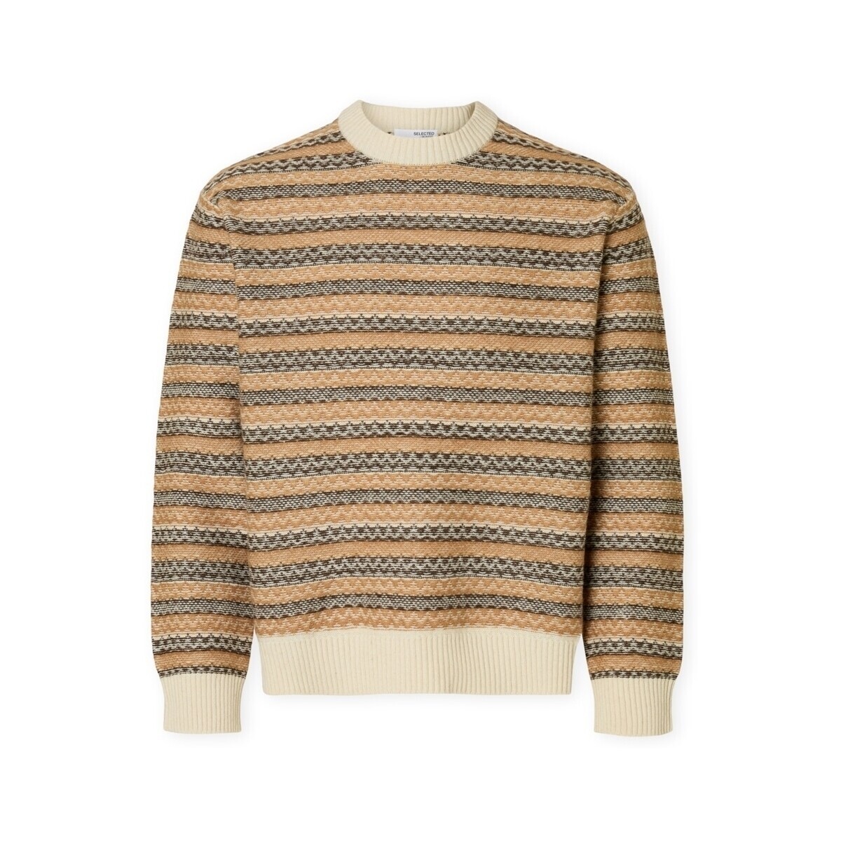 Selected  Revy Knit - Egret/Chipmunk  Béžová