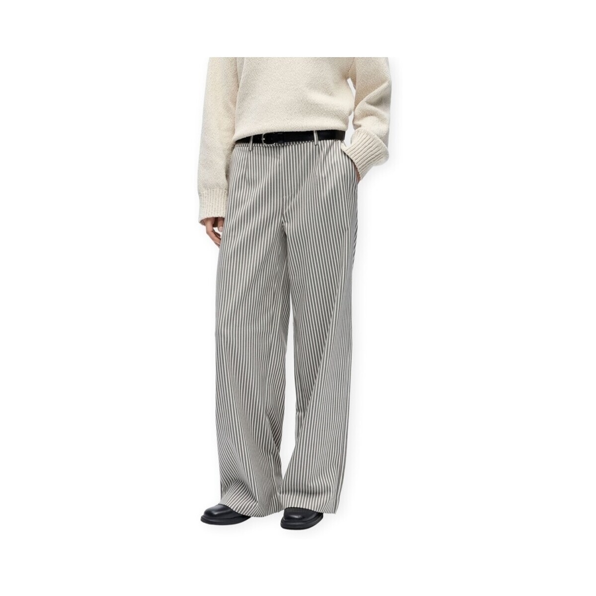 Object  Lisa Wide Trousers - Cloud Dancer/Morel  Bílá