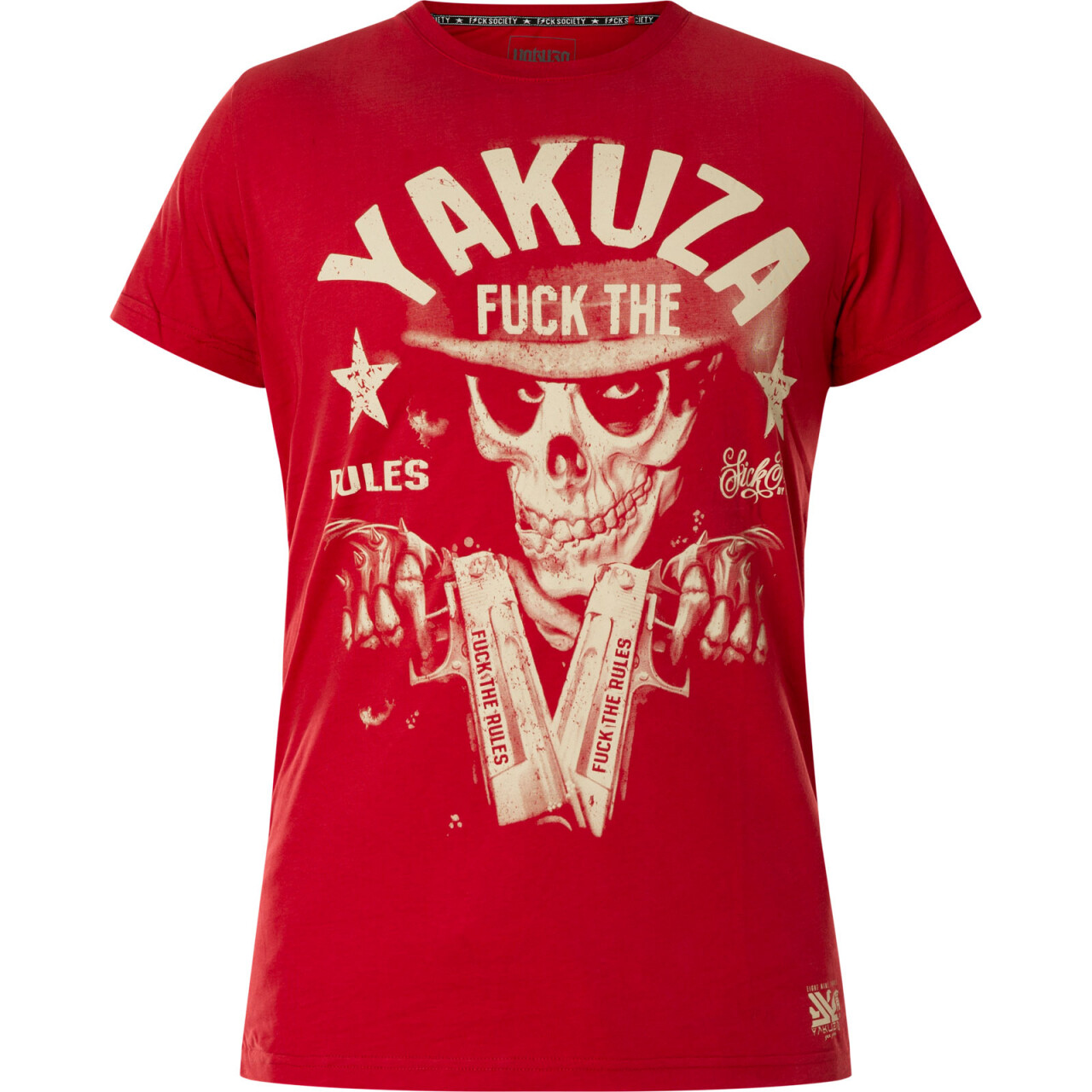 Triko pánské Yakuza Fuck The Rules - červené-bílé, M