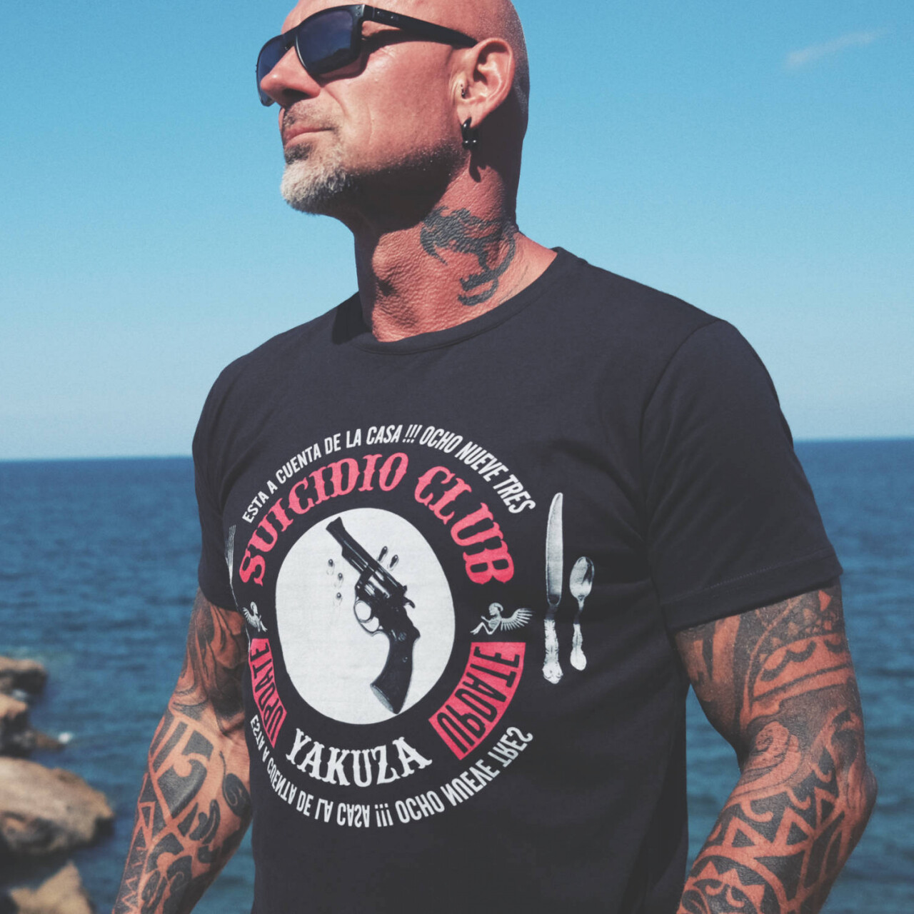 Triko pánské Yakuza Suicidio Regular - černé-bílé, S