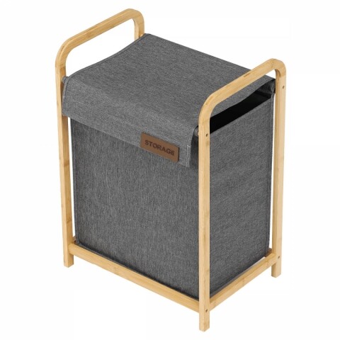 Koš prádelní - bambusová konstrukce, látkový, barva šedá DT3022 GREY Autronic